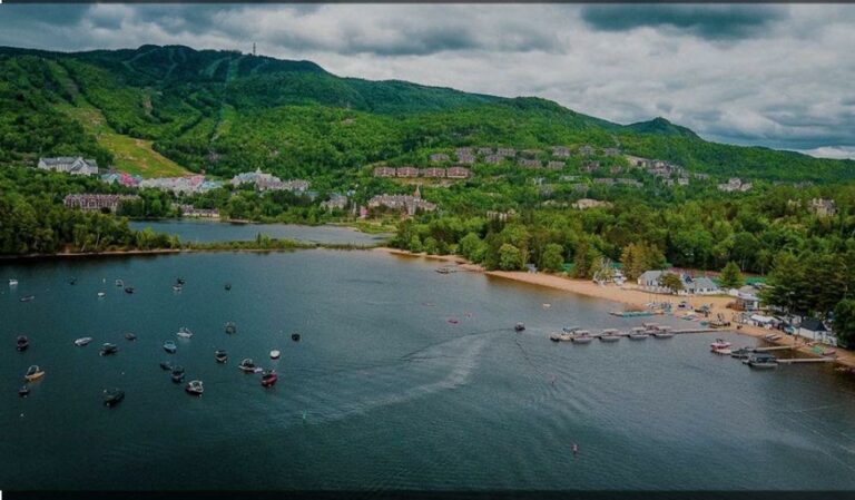 view of Tremblant Canada with mountains and water