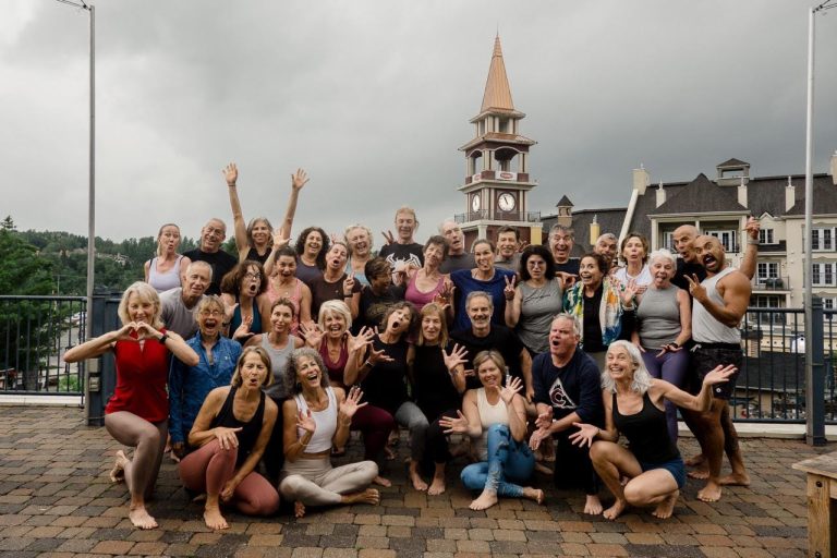 group photo of yoga students at retreat
